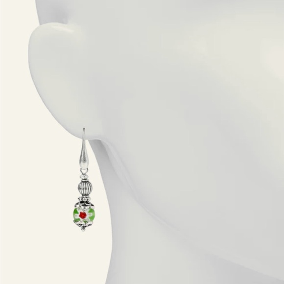 Patricia Nash Silver and Green Floral Earrings ๐๐NWT - Picture 2 of 5